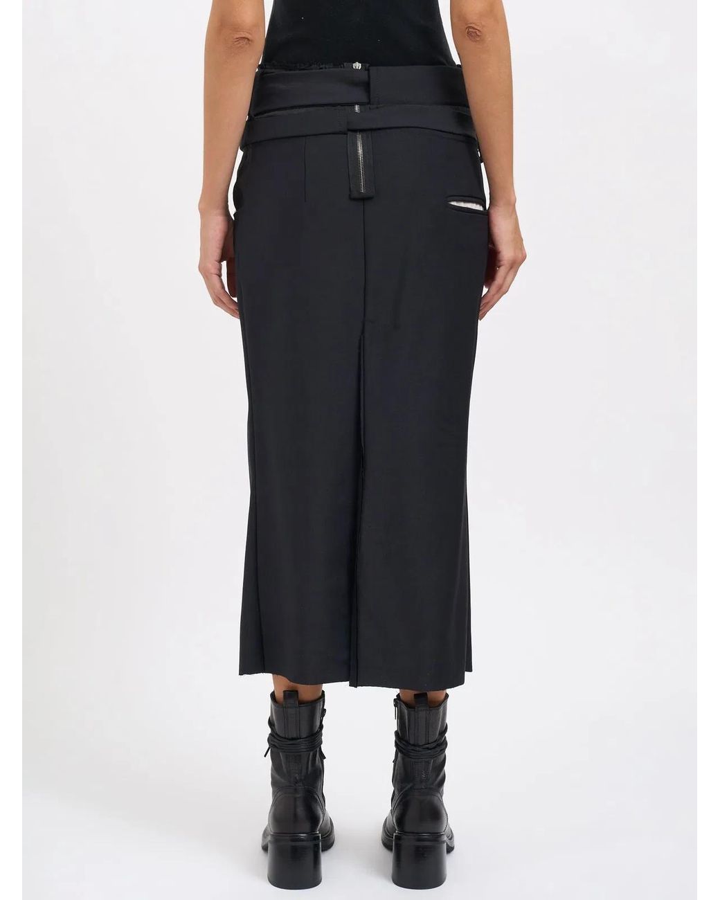 Alessandra Marchi Black Long Wool Skirt