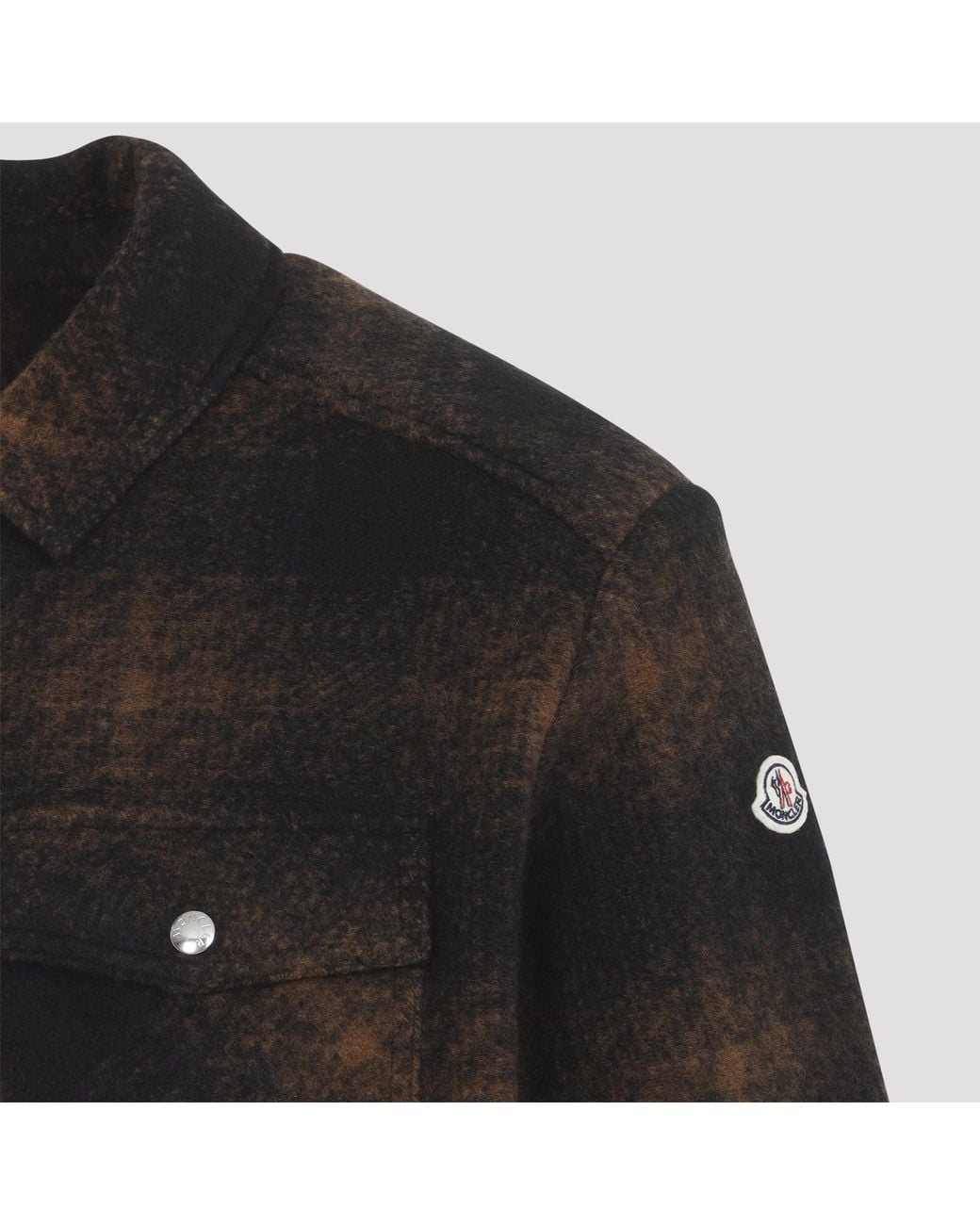 Moncler Black Check Zip Up Shirt for men