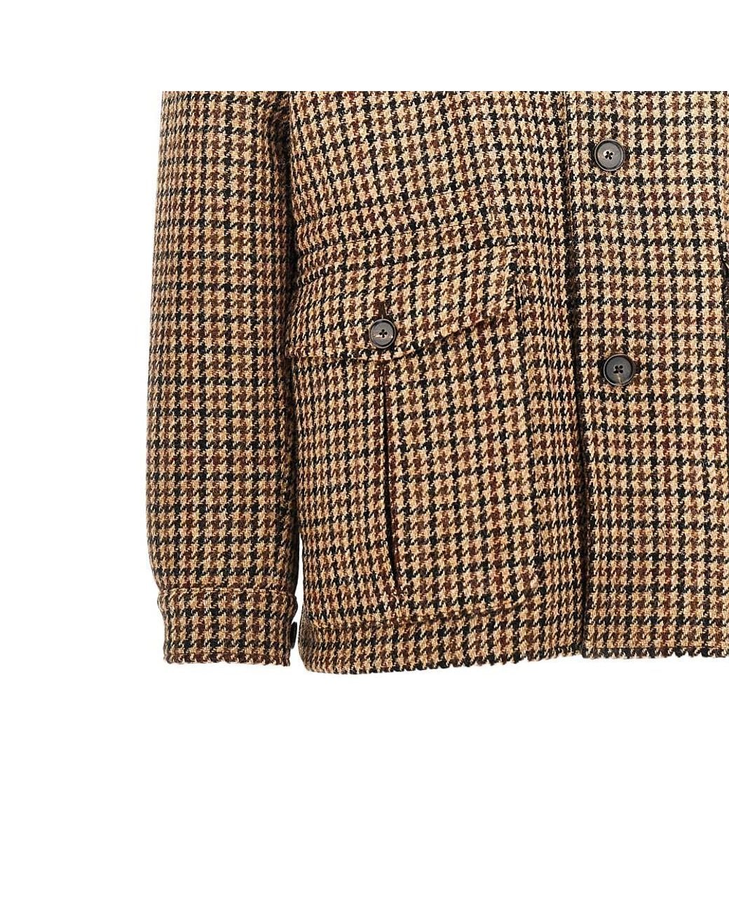 Caruso Brown Dalila Padded Harris Tweed Jacket for men