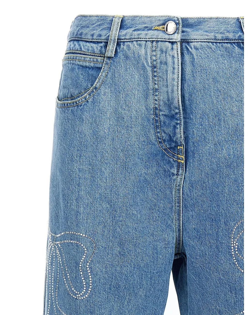 Mach & Mach Blue Mach & Mach 'Crystal Ribbon Hot Fix' Jeans
