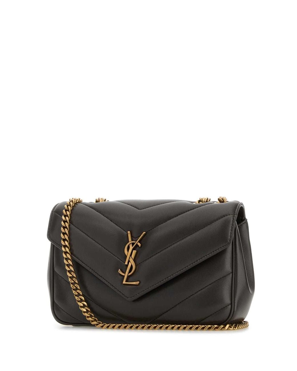 Saint Laurent Black Dark Leather Small Loulou Shoulder Bag