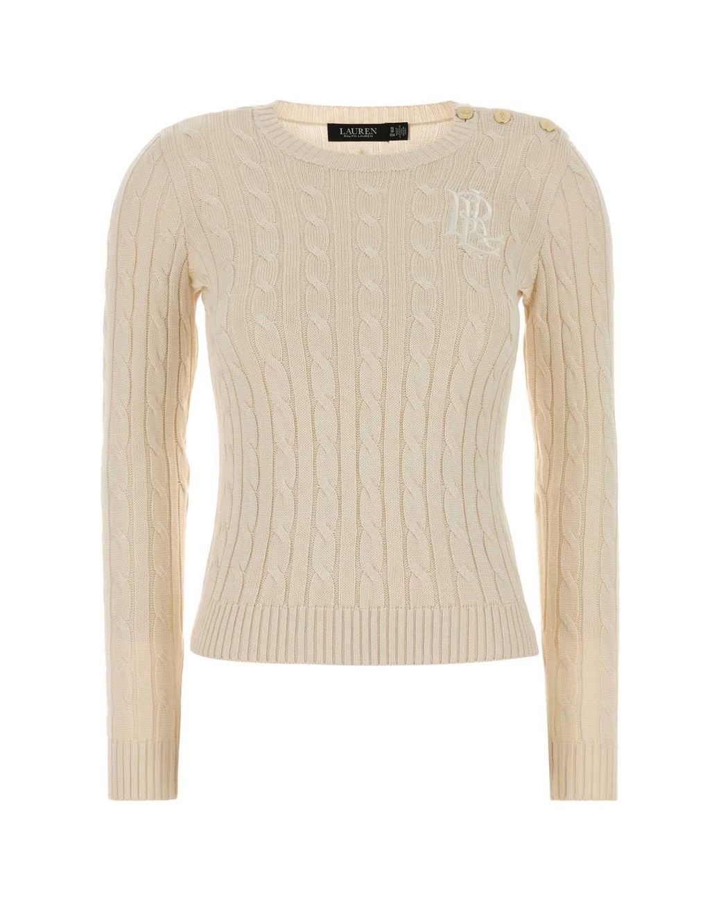 Polo Ralph Lauren White Polo-Inspired Cotton-Viscose Knit Sweater