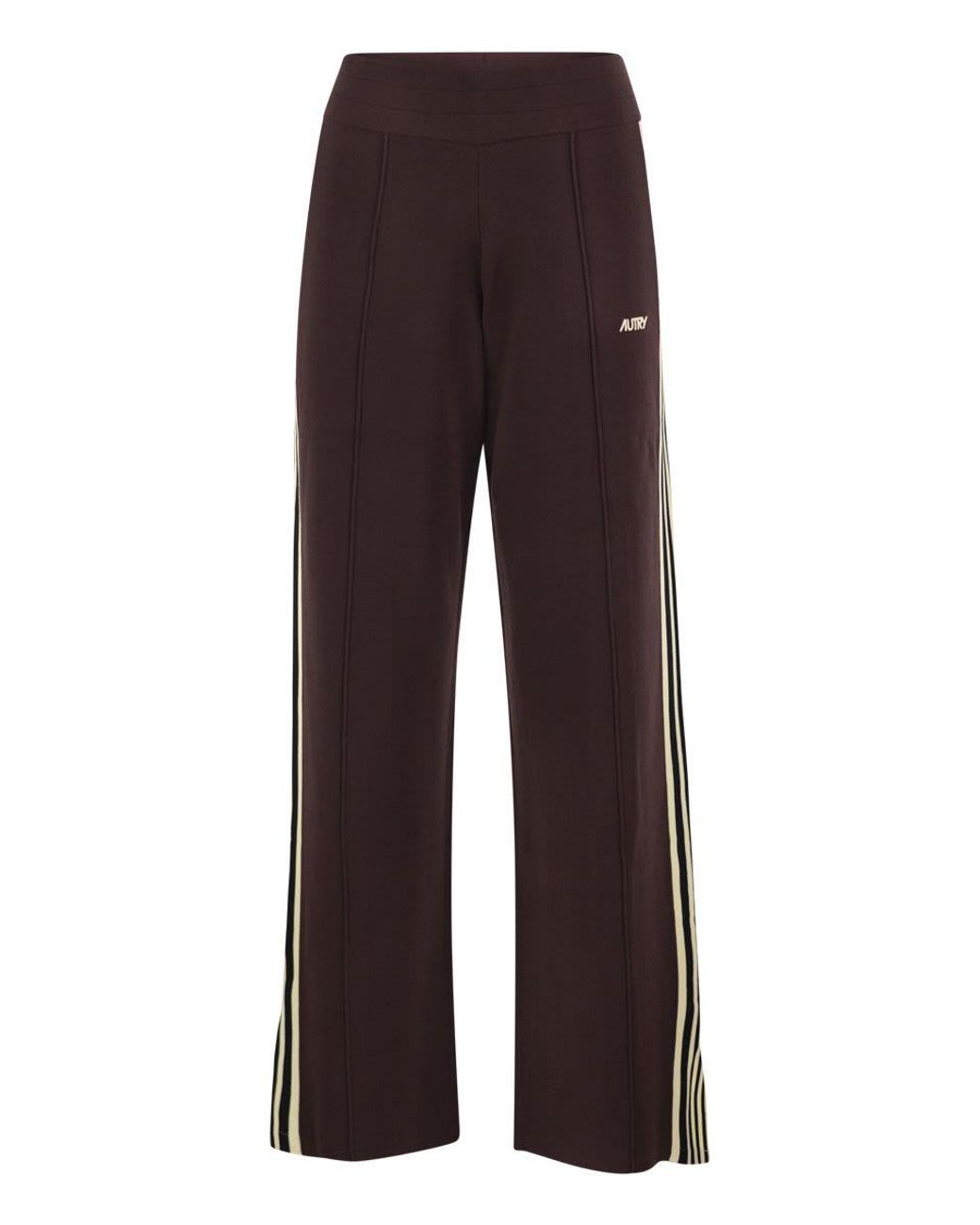 Autry Red Wide-Leg Track Trousers With Contrast Side Stripes
