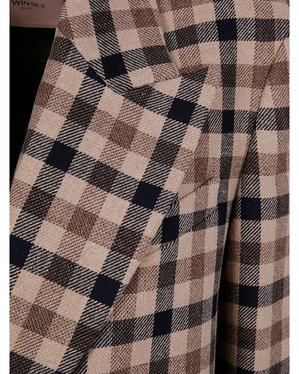 Twinset Brown Classic Check Coat