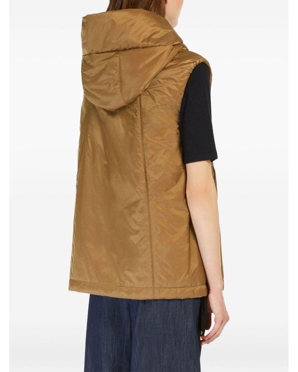 Max Mara Natural Waterproof Cameluxe Padded Canvas Vest With Zip Front