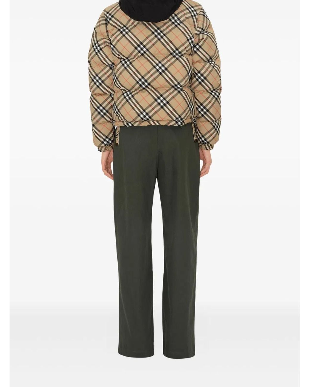 Burberry Brown Vintage Check-Pattern Puffer Jacket
