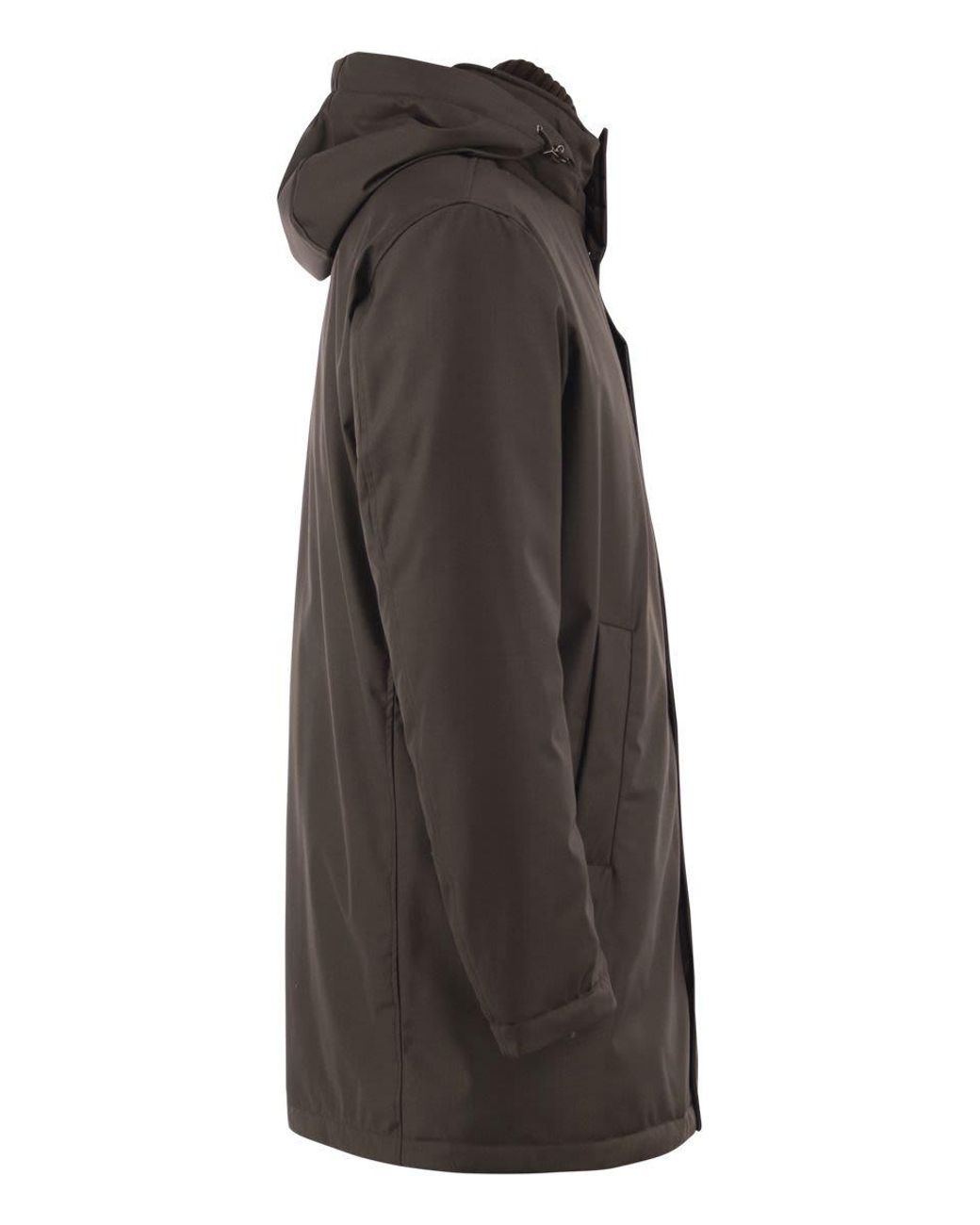 Herno Black Hooded Parka With Knitted Inner Collar for men
