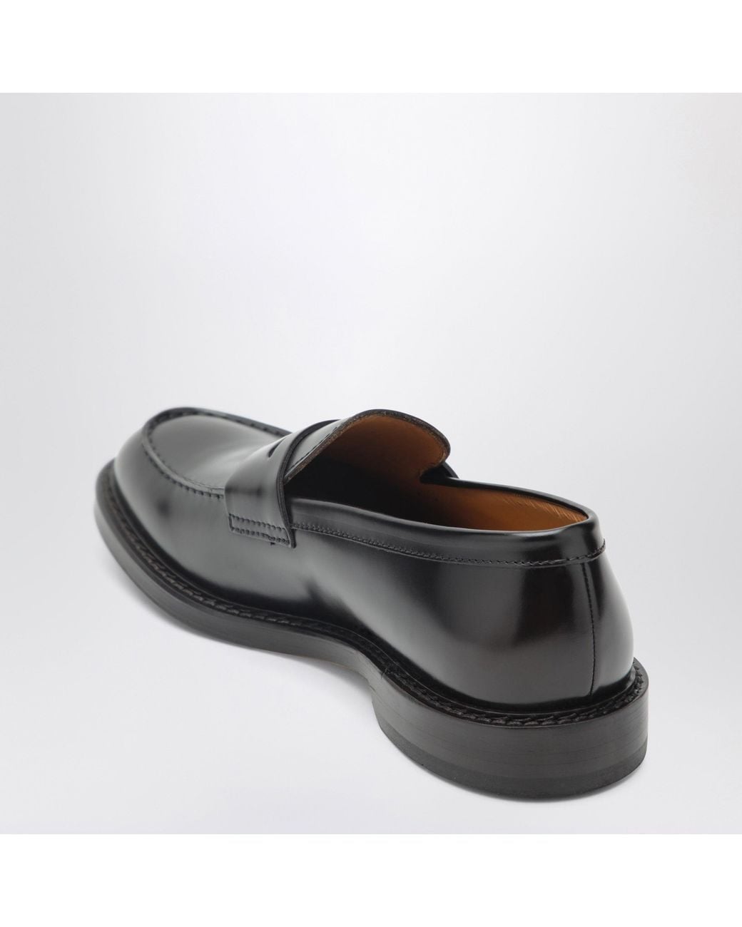 Doucal's Black Ebony Leather Penny Moccasin for men