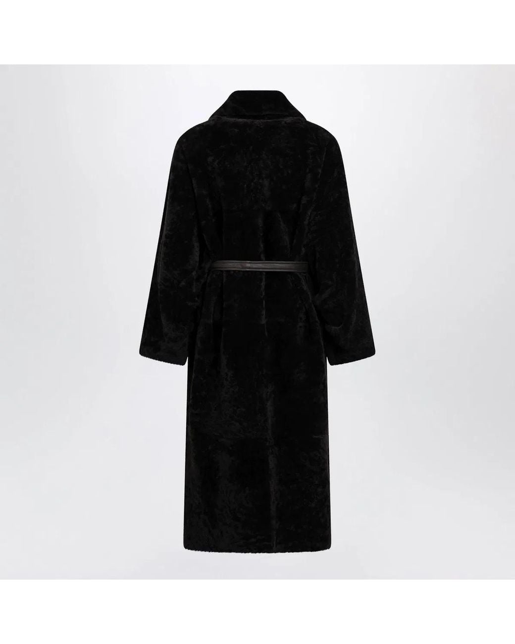 Blancha Black Chocolate Belted Fur Coat