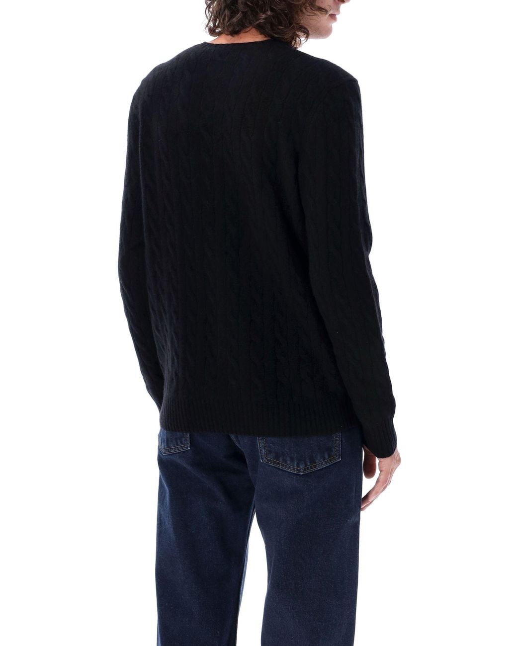 Polo Ralph Lauren Black Cable Wool And Cashmere Sweater for men