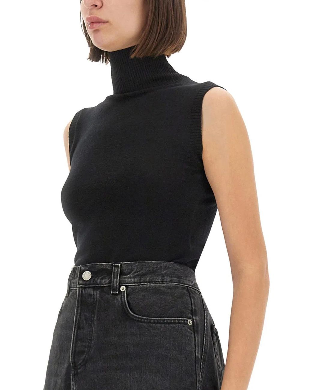 Max Mara Black Sleeveless Vertigo Jersey