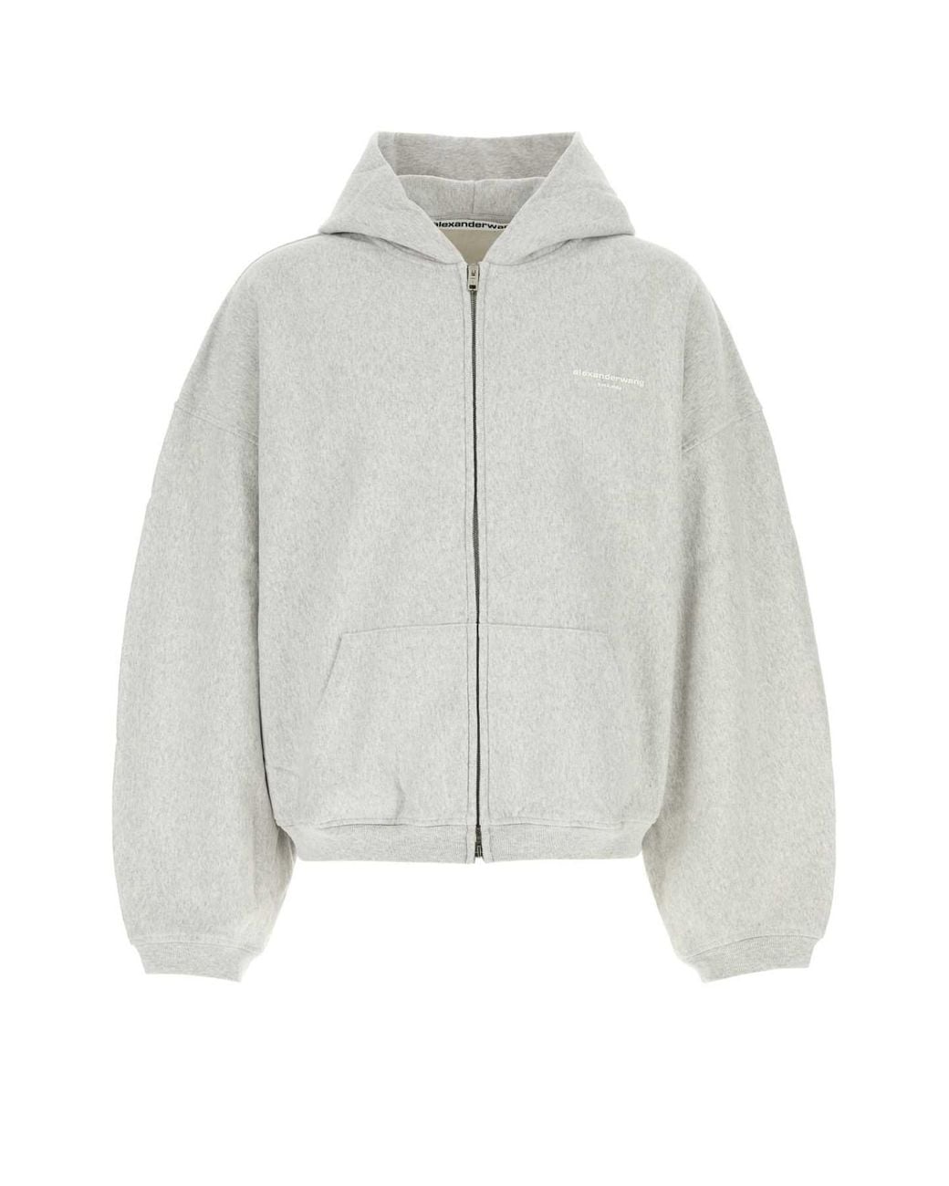 Alexander Wang White Oversized Zip-Up Hoodie W/ Logo Print