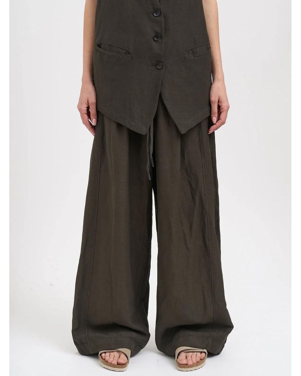 Andrea Ya'aqov Brown Wide Leg Pants