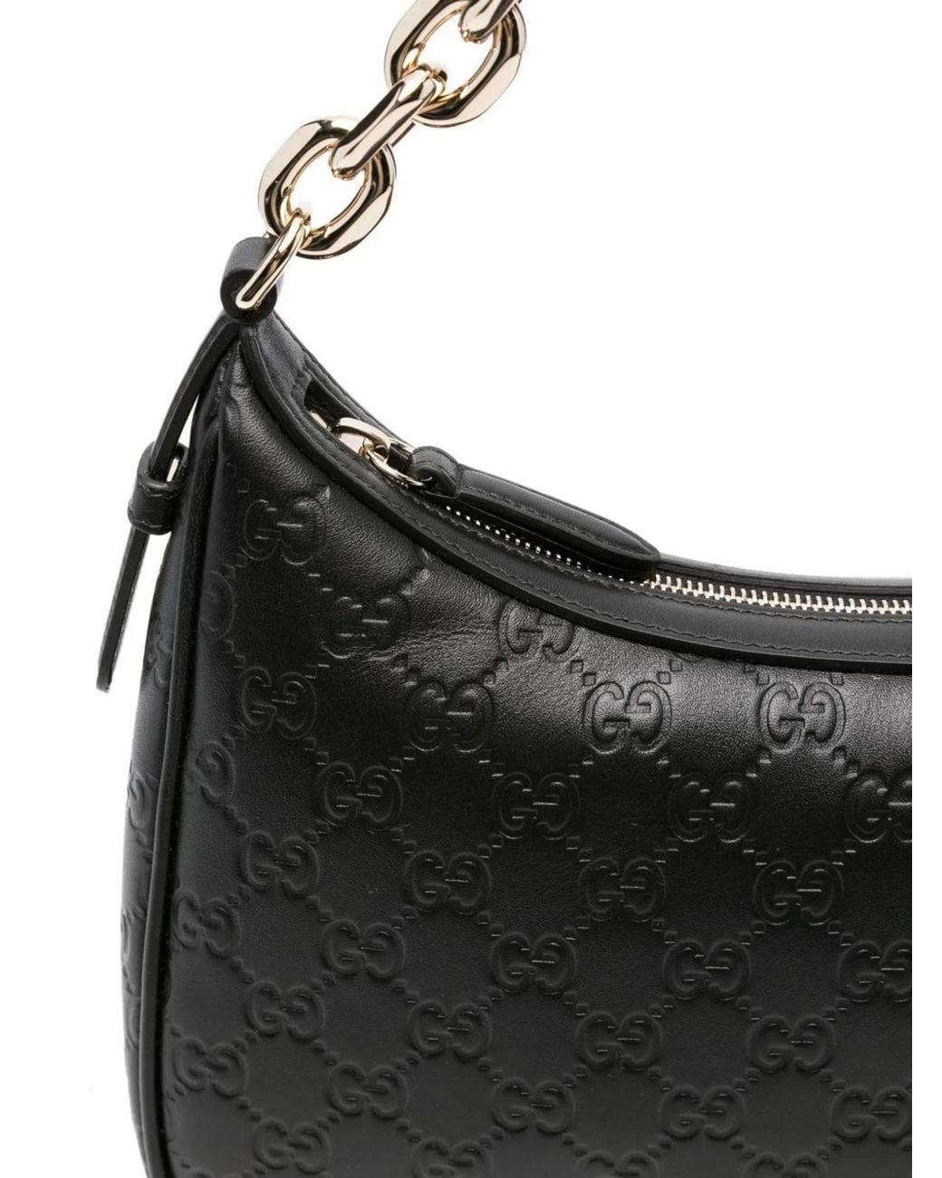 Gucci Black Gg Emblem Leather Shoulder Bag