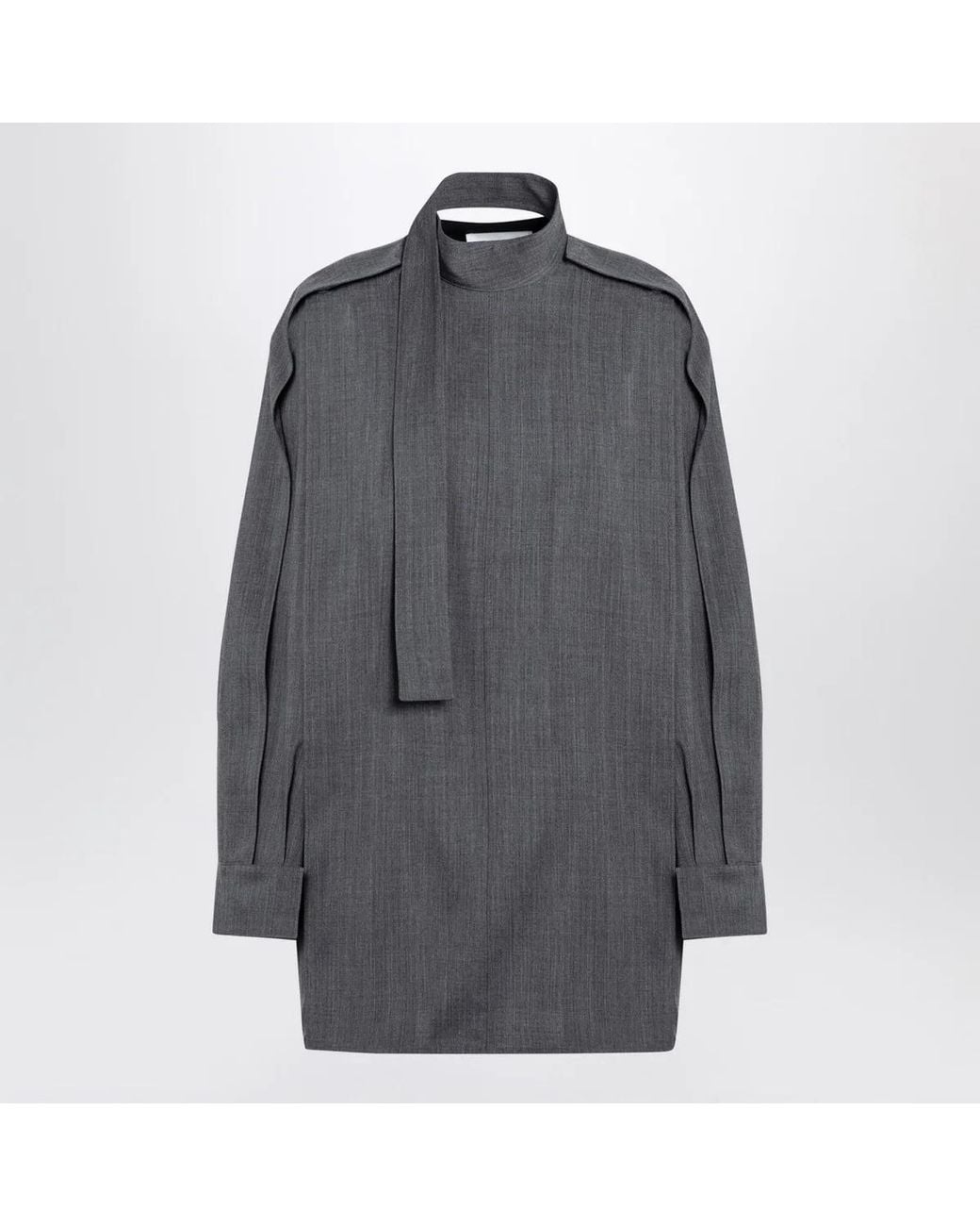 Jil Sander Gray Wool Shirt With Scarf