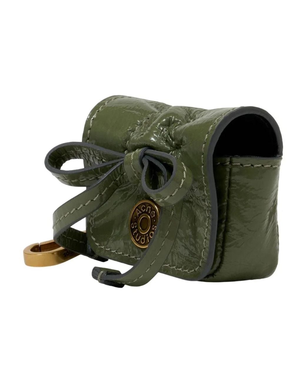 Acne Green Multipocket Crinkled Patent Purse