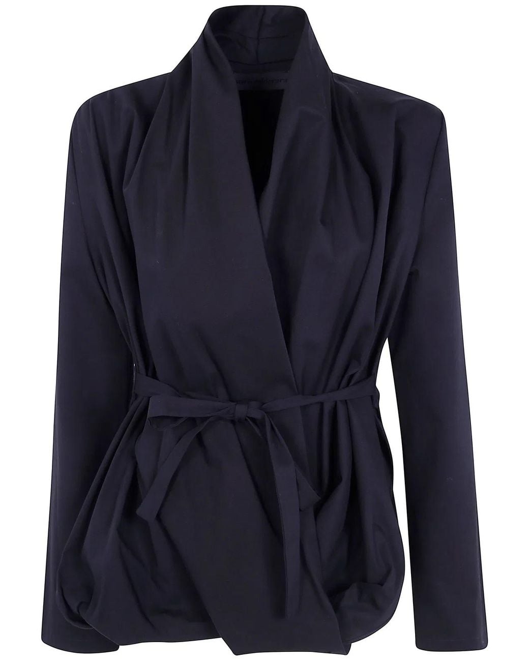 Maria Calderara Blue Drapped Shirtcotton Twill Drapped Shirt