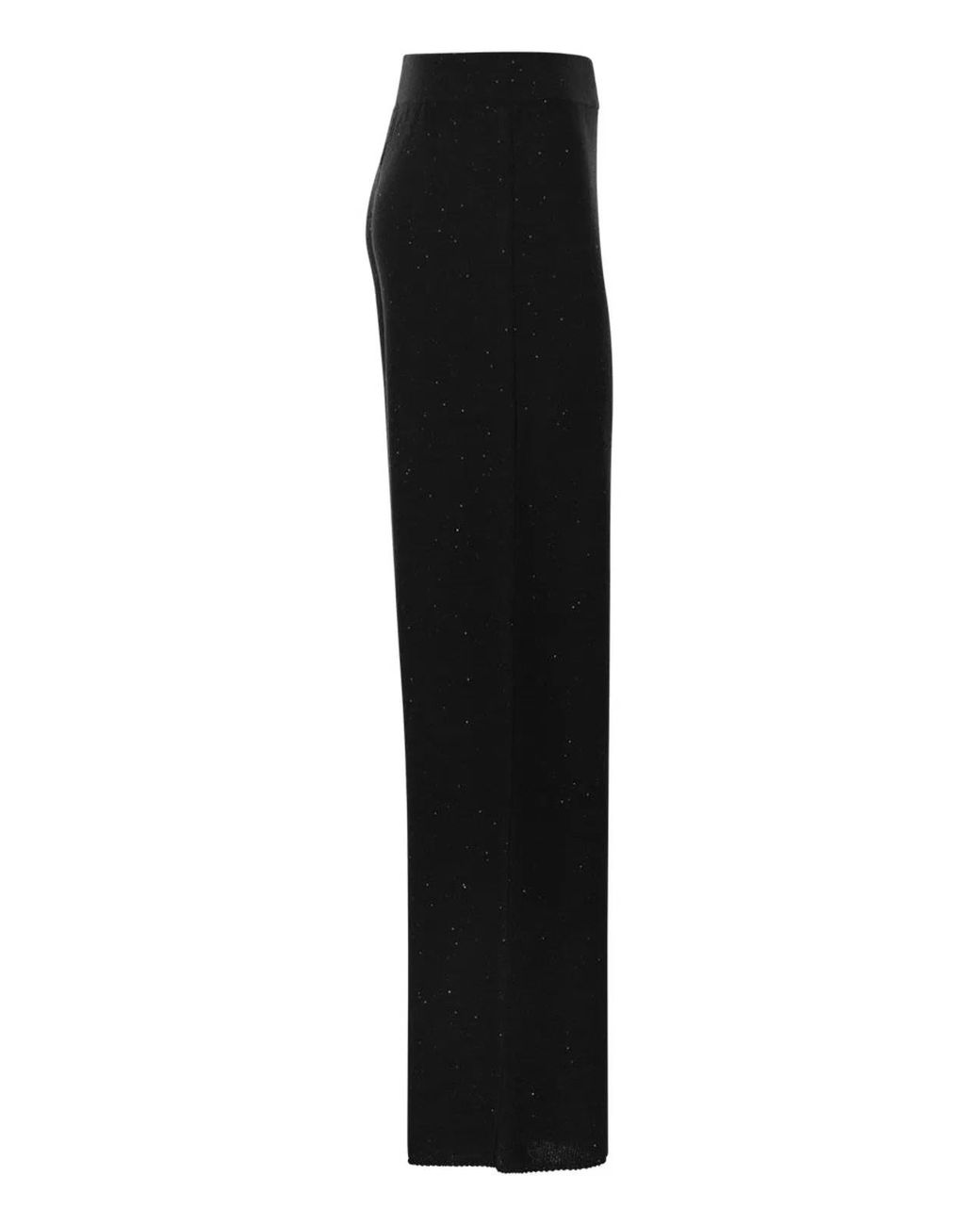 Fabiana Filippi Black Cotton And Linen Trousers With Micro Sequins