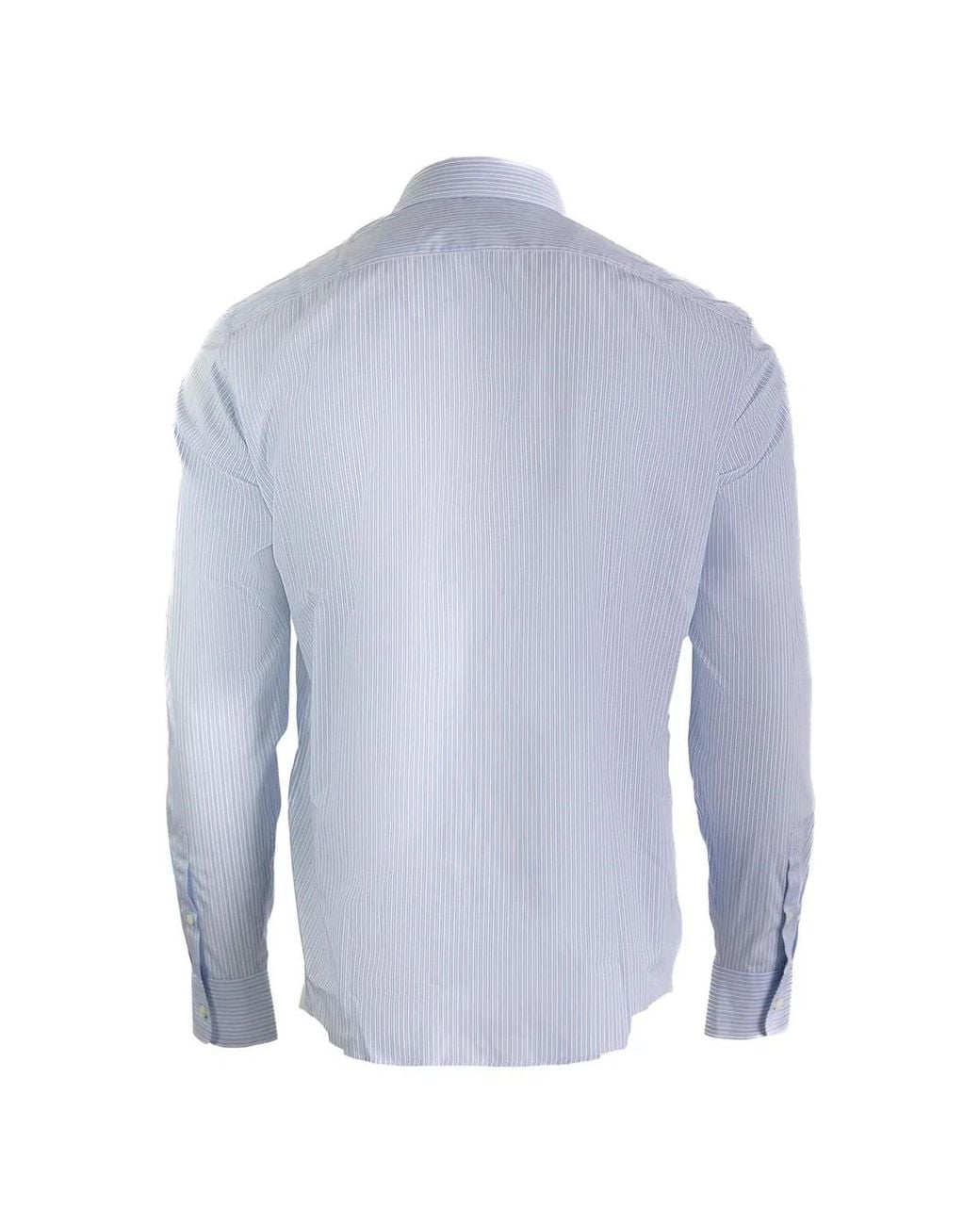 Prada Blue Striped Poplin Shirt for men
