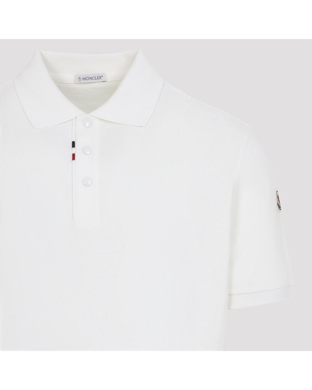 Moncler White Cotton Polo for men