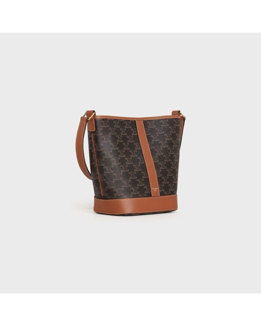Céline Brown Small Canvas Leather Bucket Bag