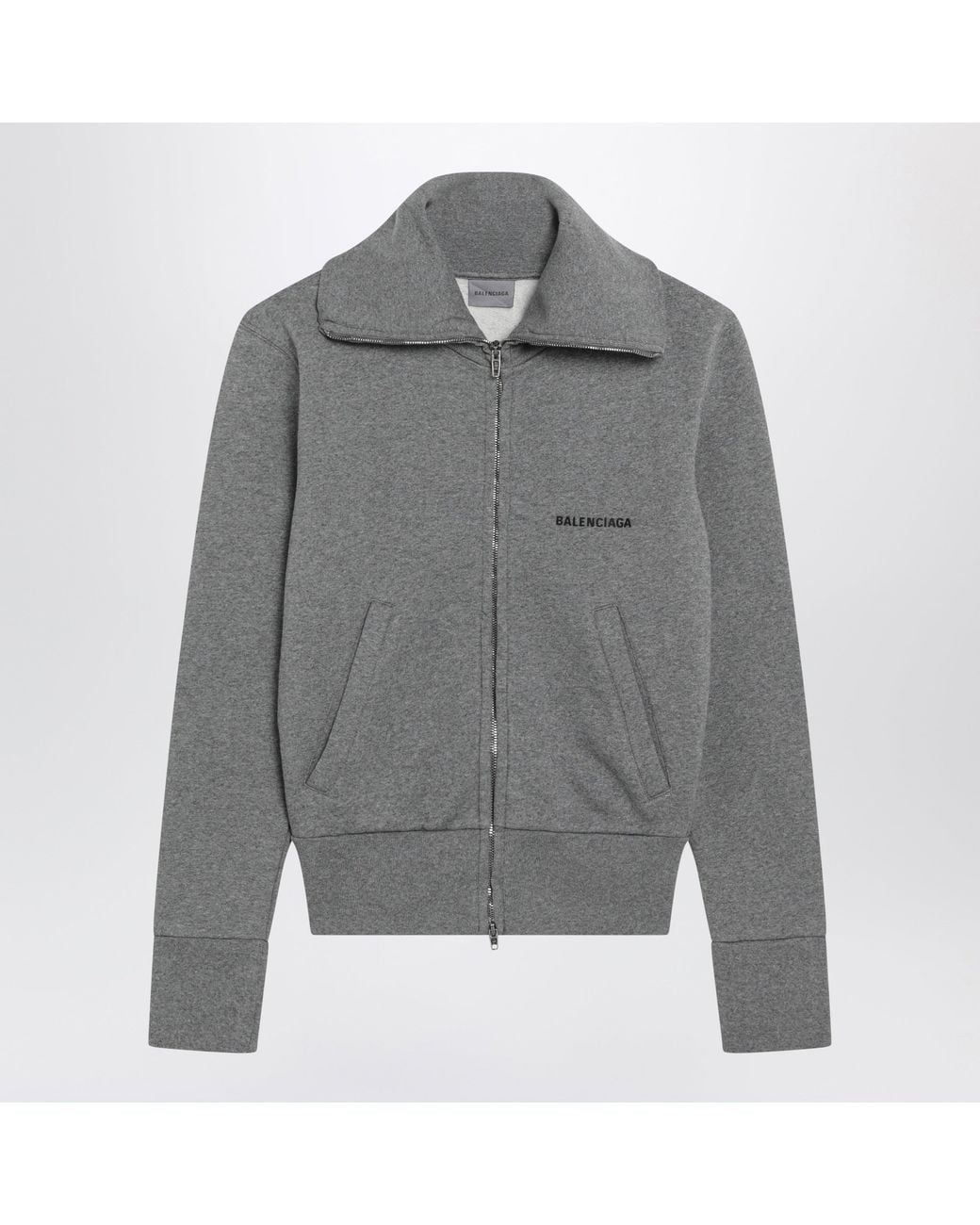 Balenciaga Gray Cotton Zip-Up Sweatshirt