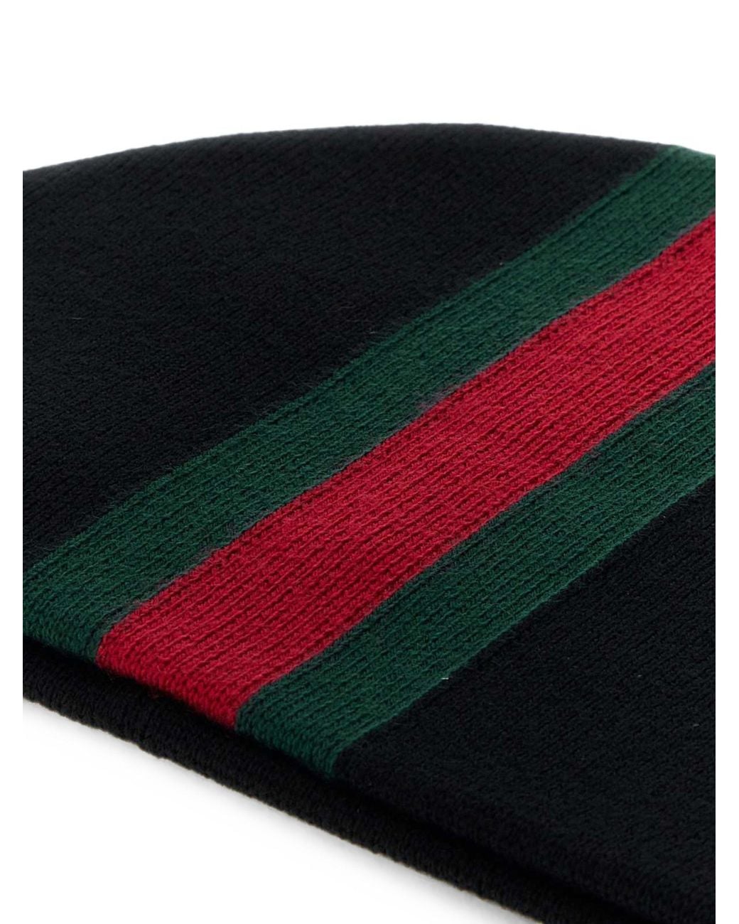 Gucci Black Web Stripe Beanie for men