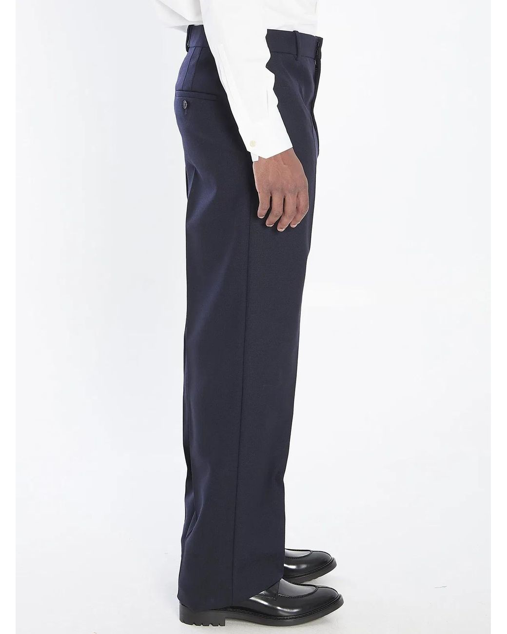 Saint Laurent Blue Chinã Wool Trousers for men