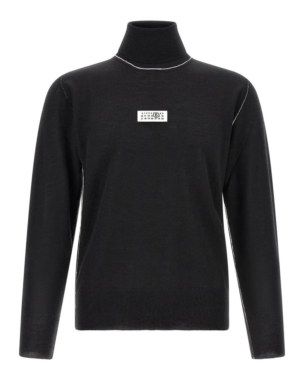 MM6 by Maison Margiela Black Turtleneck Sweater With Contrast Stitching for men