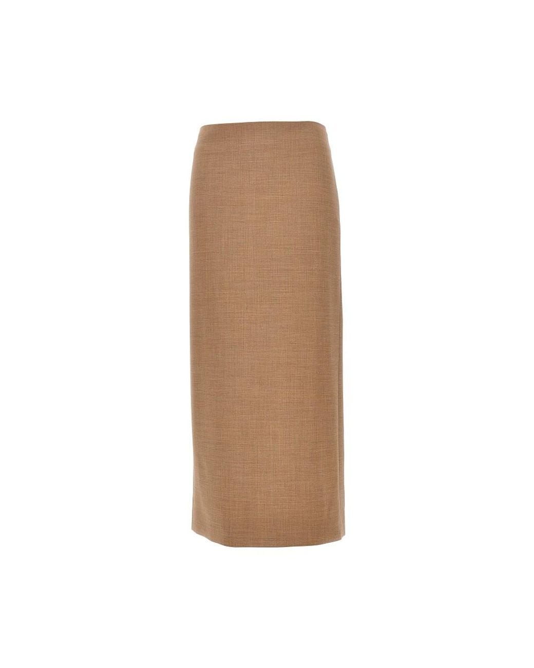 ARMARIUM Brown Jackie Stretch Wool Midi Skirt