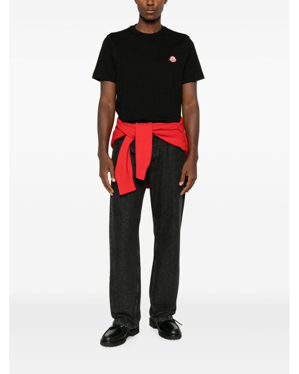 Moncler Black Logo Patch Crewneck T-Shirt for men