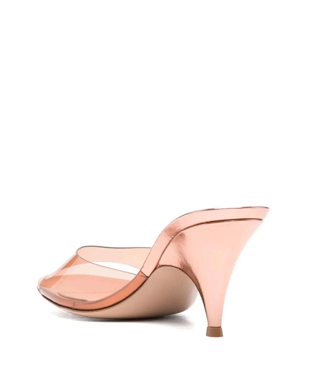 Gianvito Rossi Pink Metallic-Effect Transparent Heeled Sandals With Rounded Toe