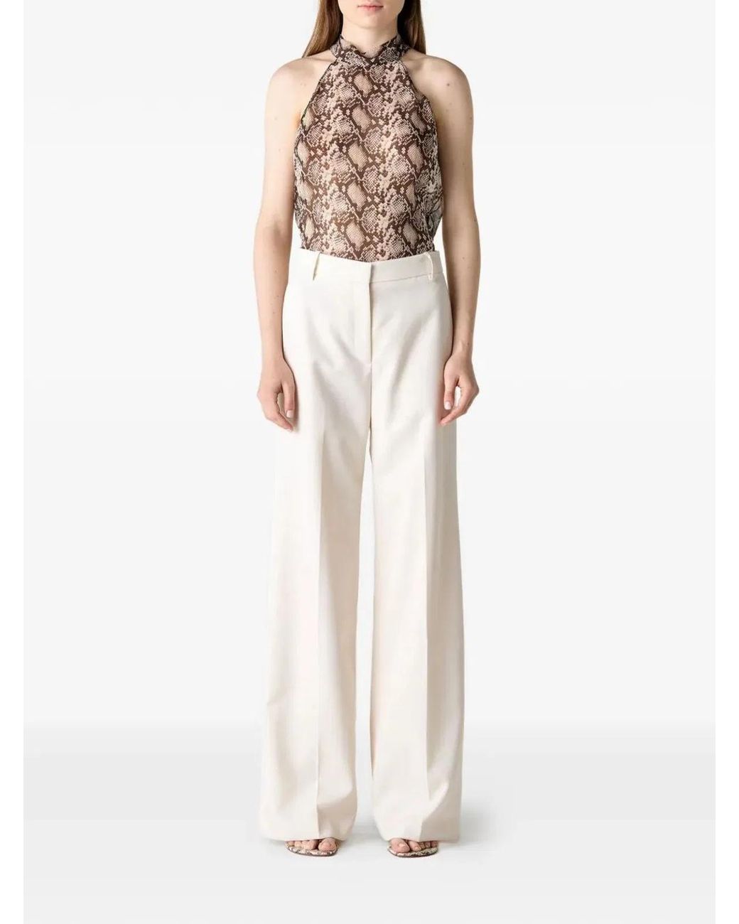 Nili Lotan White Rivers Wide Leg Raw Trousers