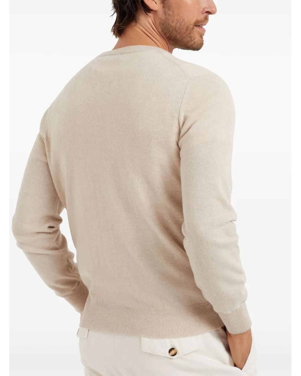 Brunello Cucinelli Natural Cashmere Sweater for men