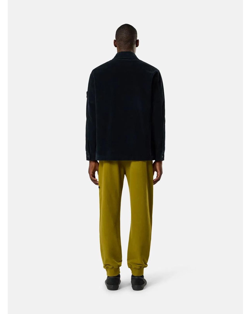 Stone Island Black Cotton Corduroy Overshirt With Compass Badge for men