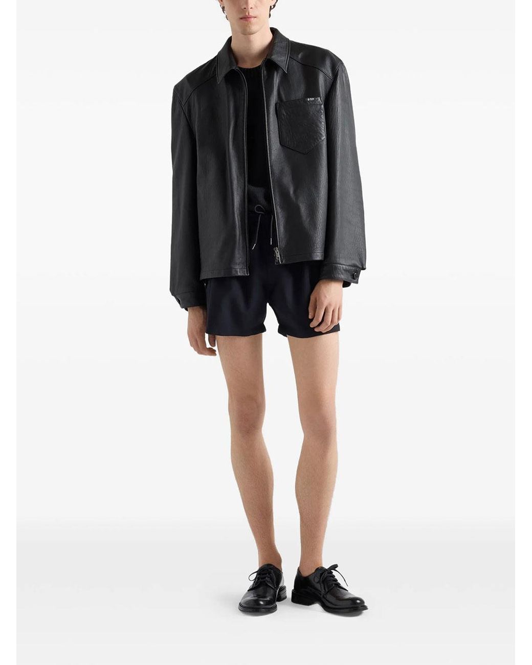 Prada Black Nappa Leather Jacket for men