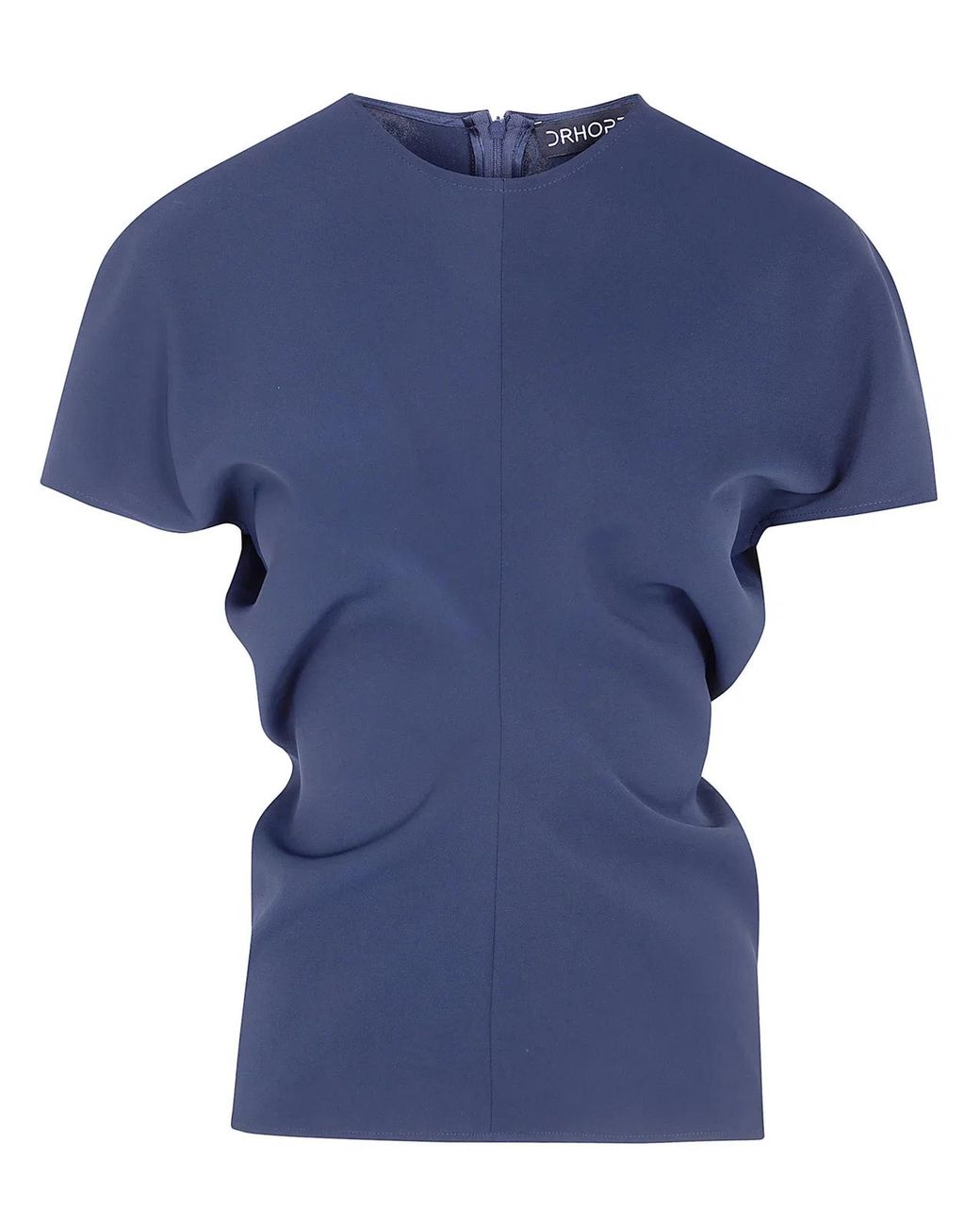 DR. HOPE Blue Bias Cut Crew Neck Top