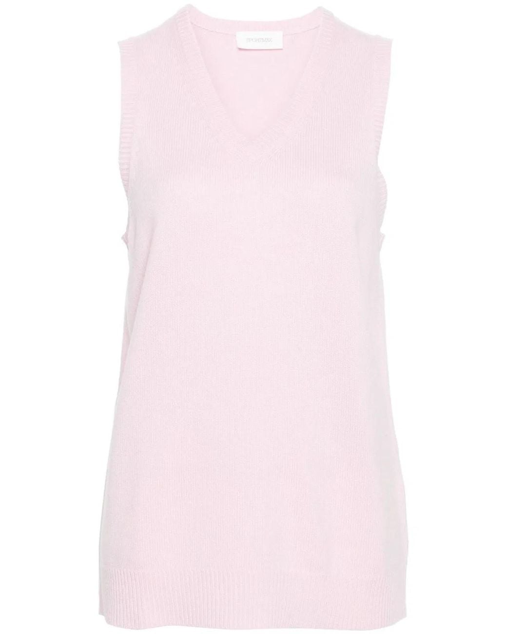 Max Mara Pink V-Necked Wool Vest