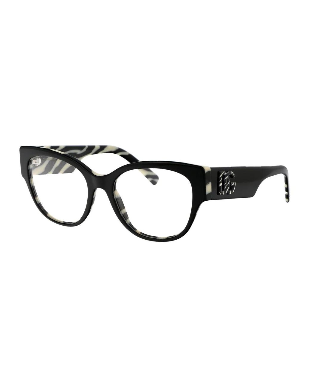Dolce & Gabbana Black Dolce & Gabbana On Zebra Acetate Optical Glasses