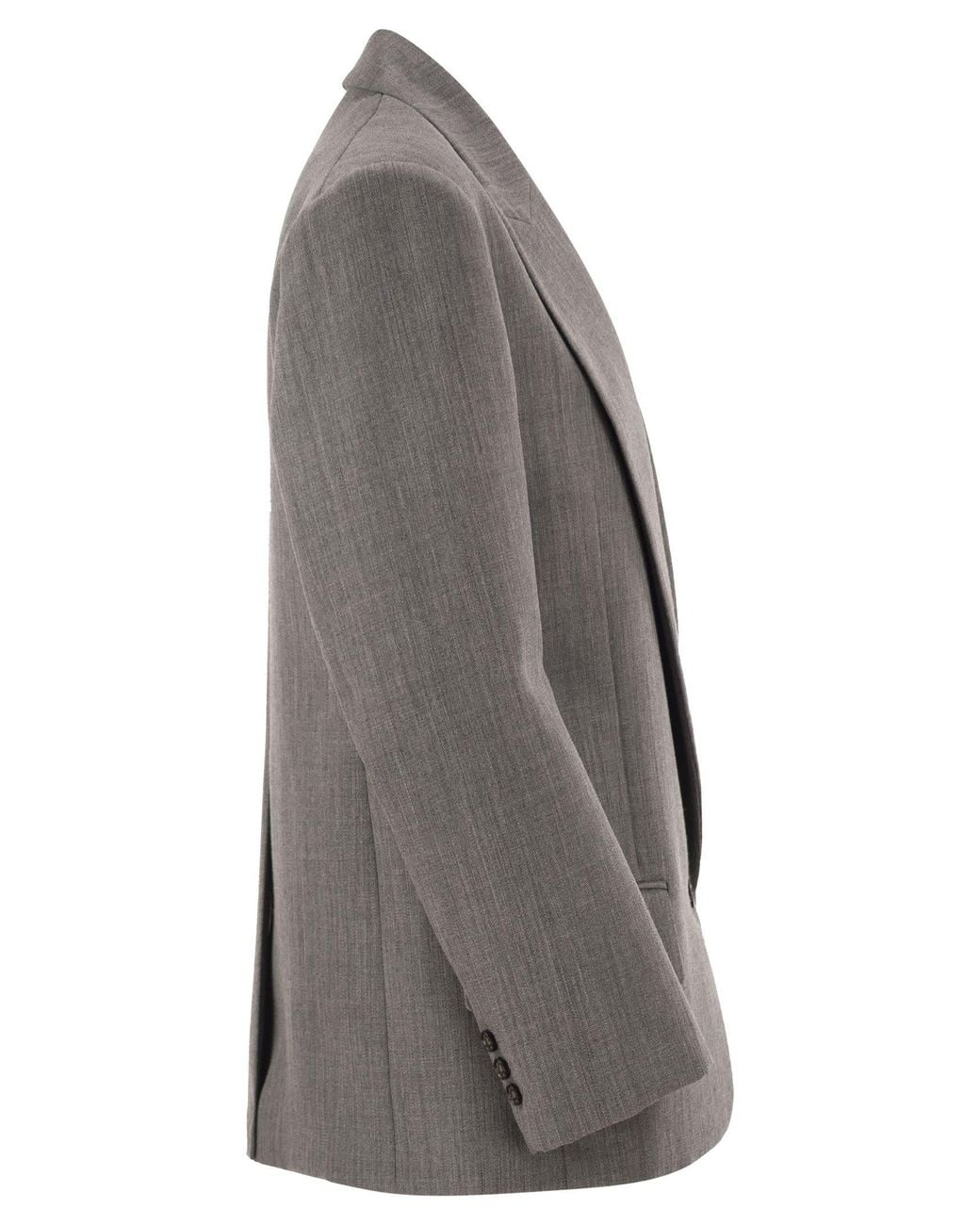 Elisabetta Franchi Gray Single-Breasted Virgin Wool Blazer With Peak Lapels