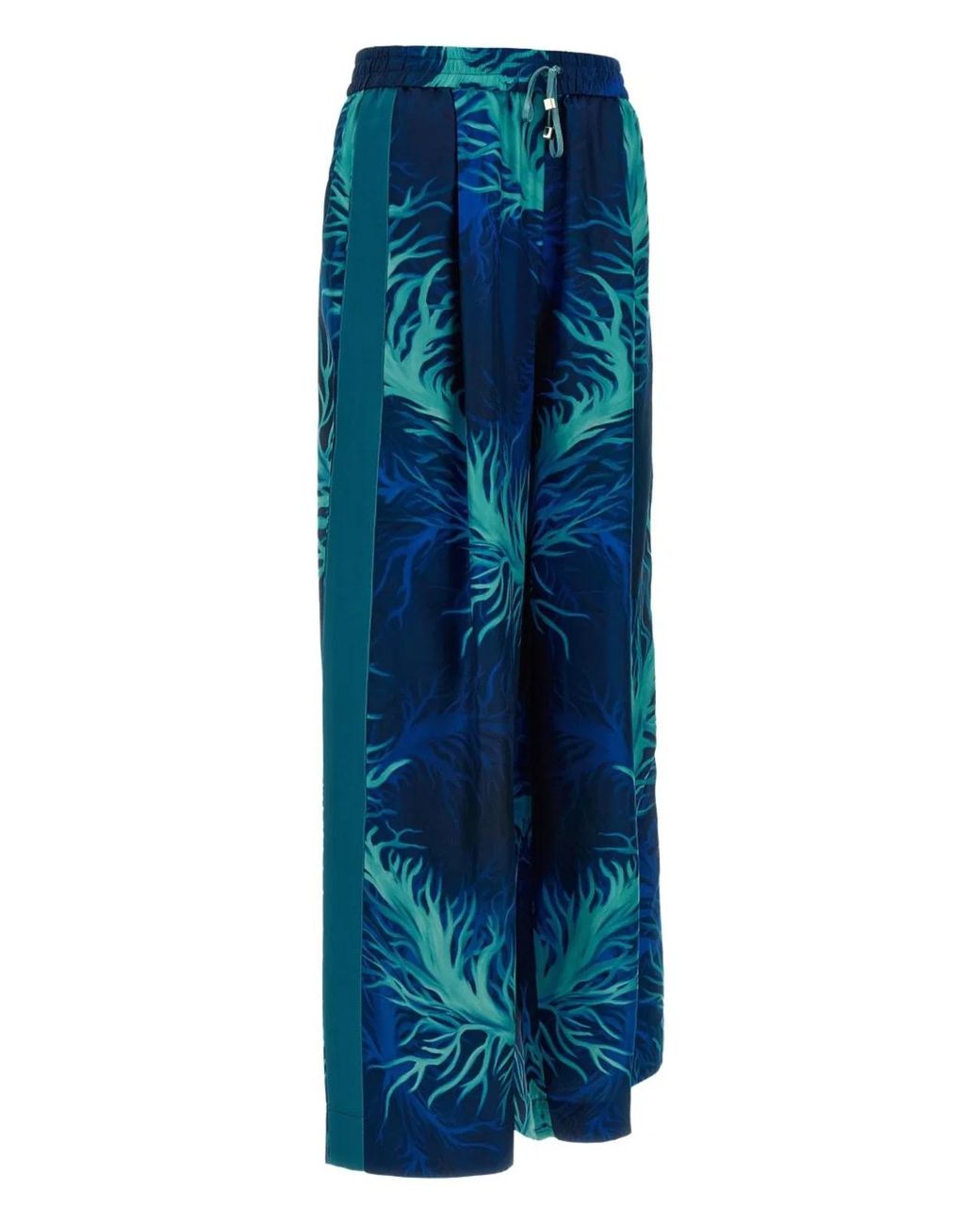 F.R.S For Restless Sleepers Blue Printed Silk Trousers