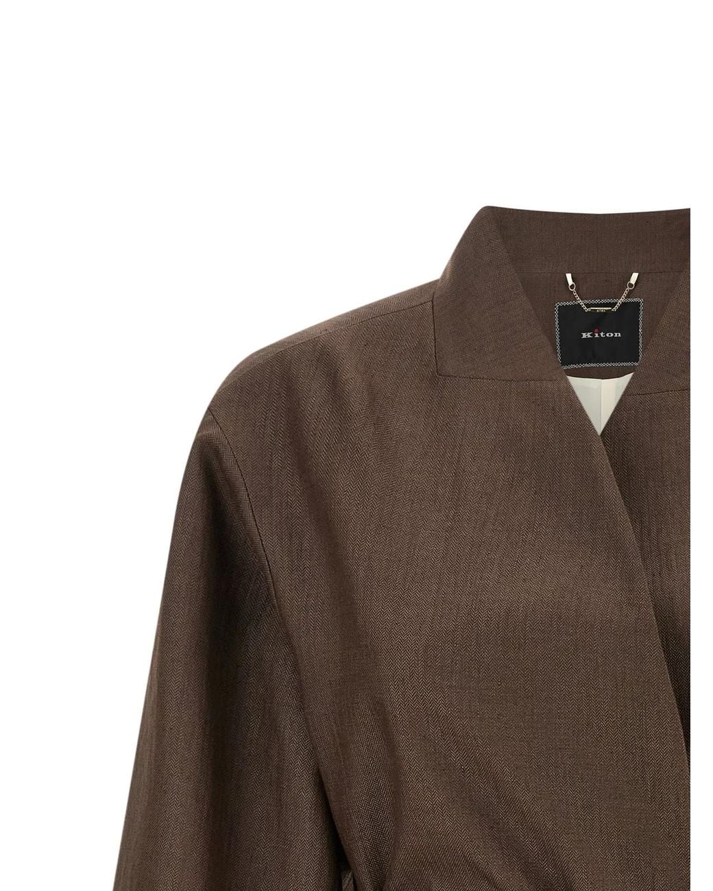 Kiton Brown Linen Blend Blazer