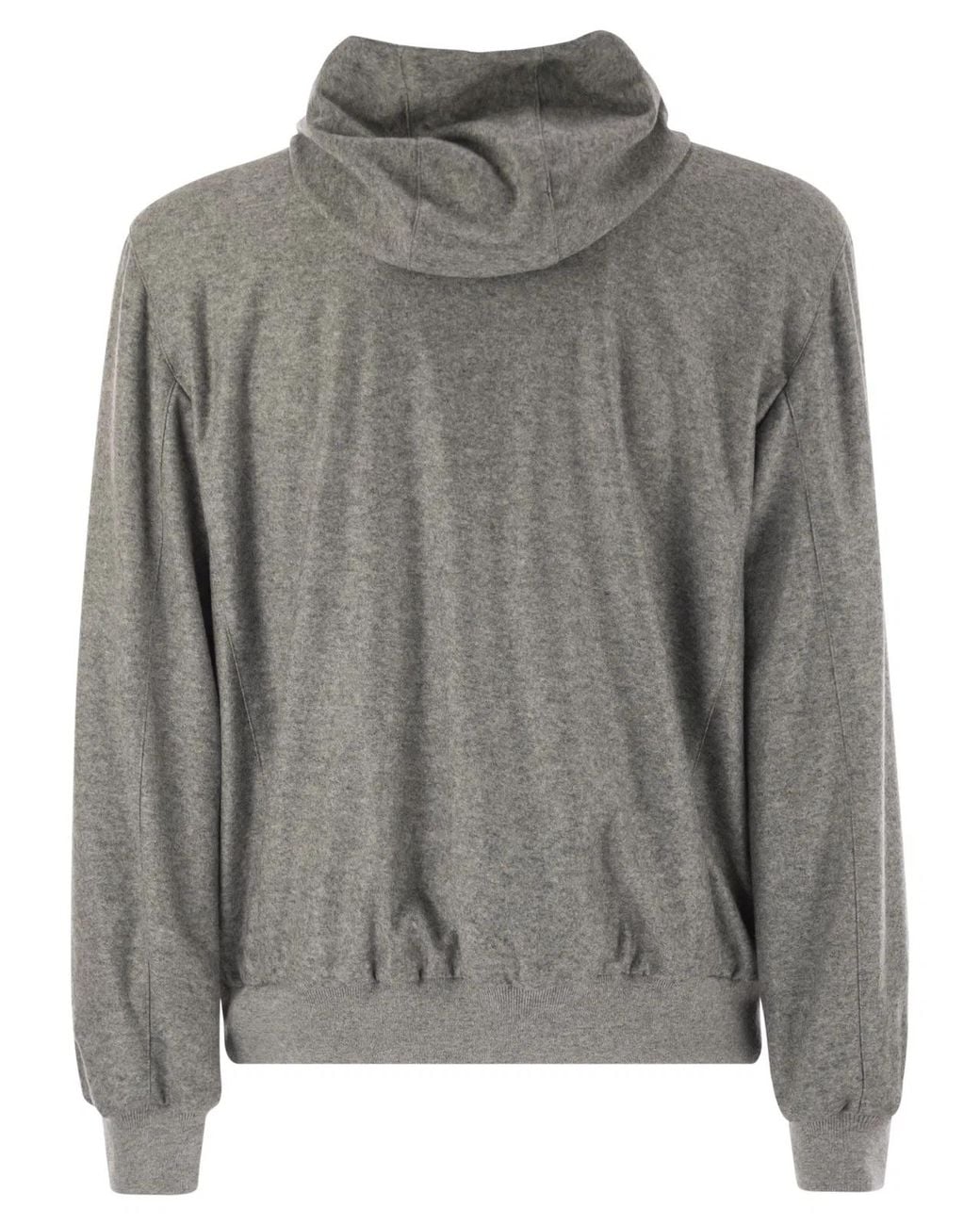Fedeli Gray Reversible Bomber Jacket With Hood for men