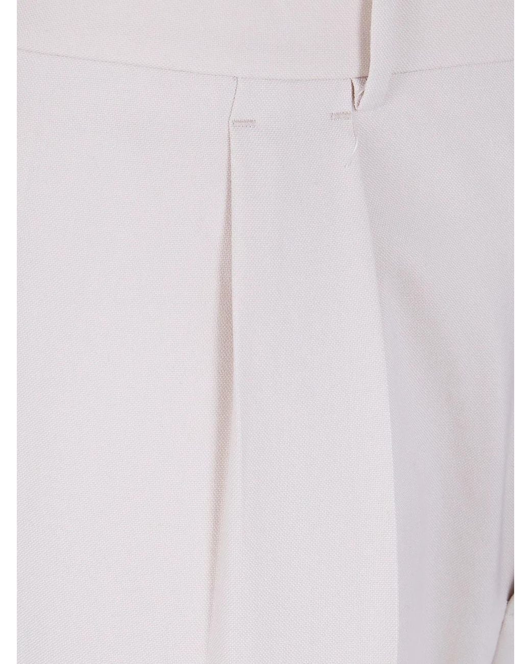 Tom Ford Gray Wool Cashmere Silk Reps Double Pleat Pants for men