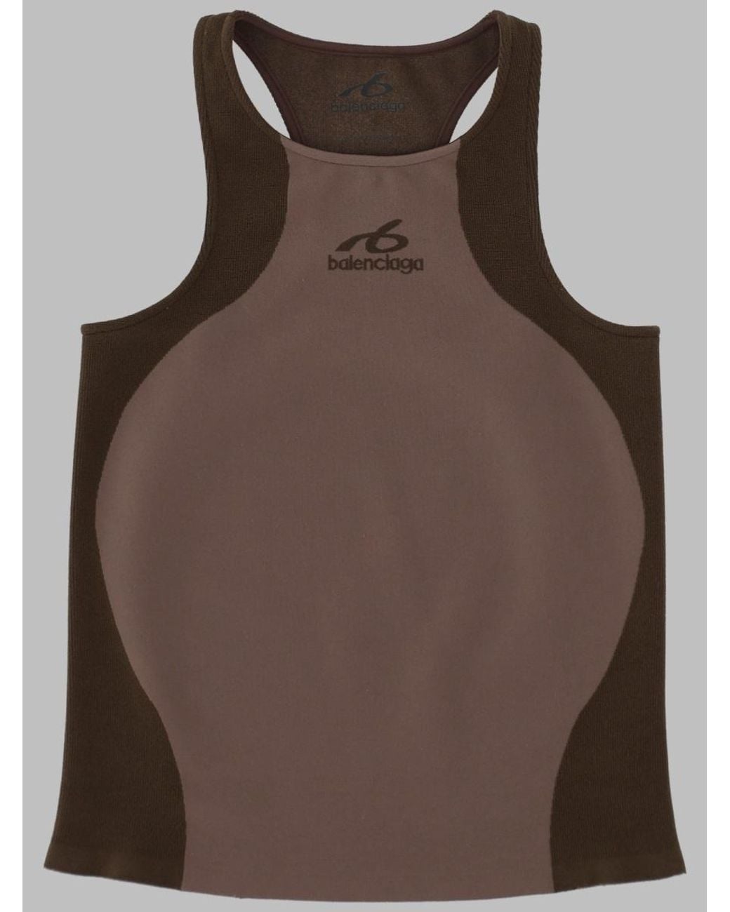 Balenciaga Brown Tank Top Senza Cuciture Techwear