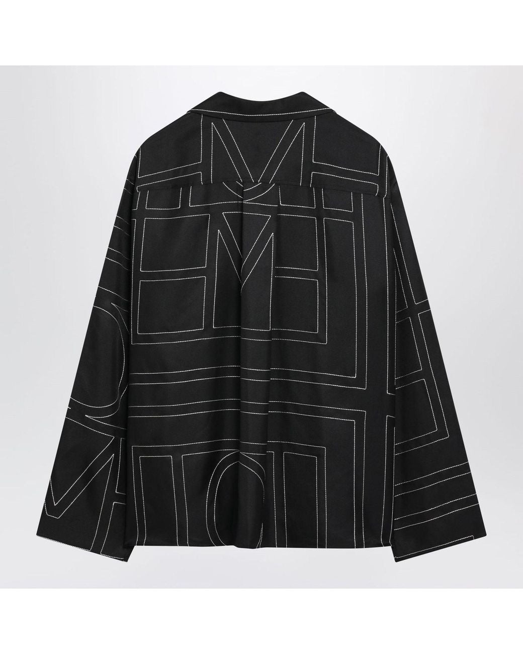 Totême Black Silk Shirt With All-Over Monogram