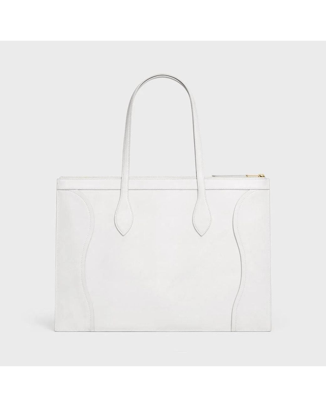 Céline White Flat Luggage Zip Tote Bag