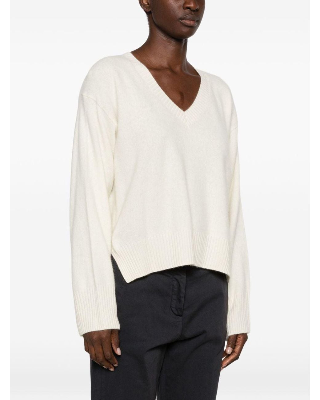 C.t. Plage Natural Wool V-Necked Jumper