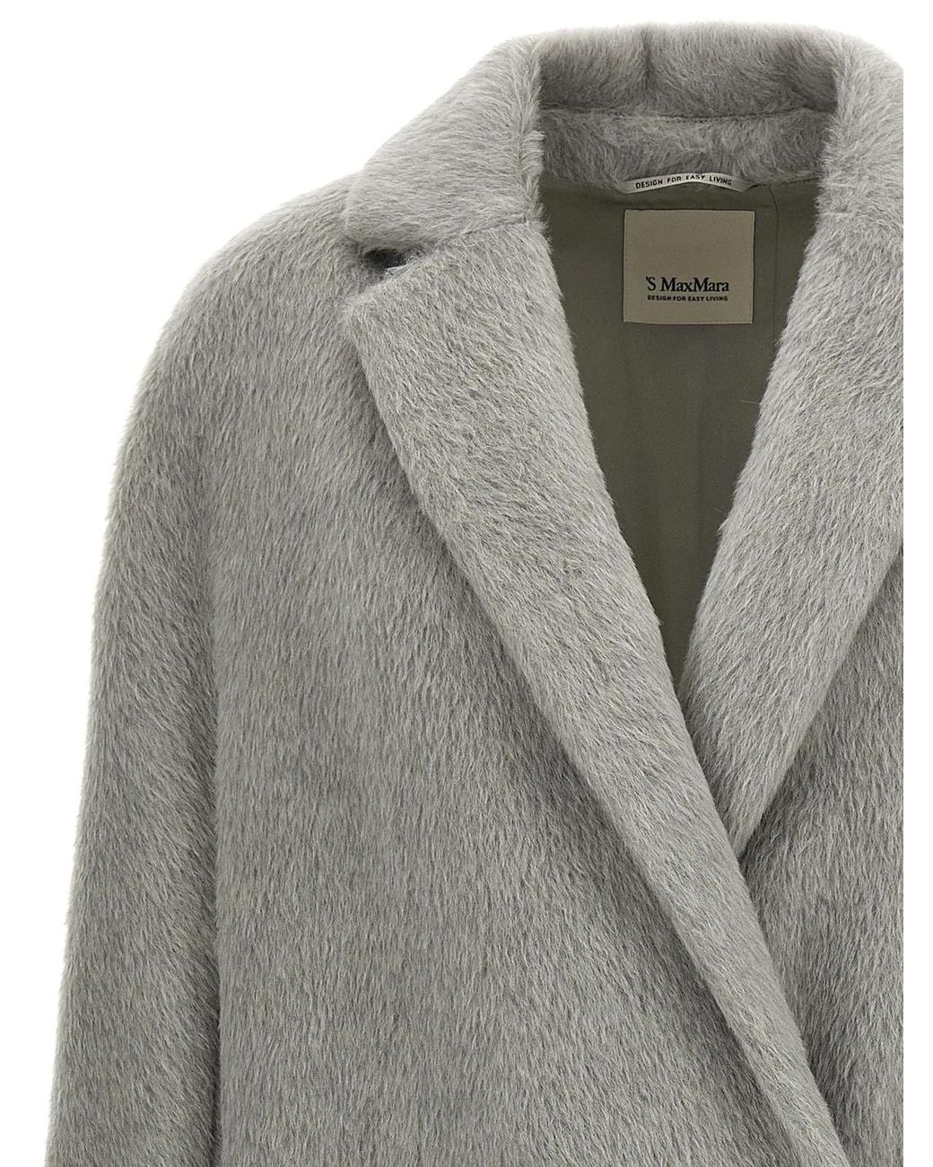 Max Mara Gray Alpaca Leather Coat