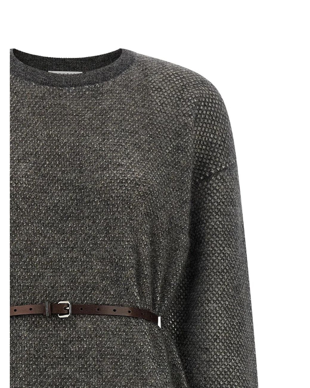 Brunello Cucinelli Gray Wool Midi Dress